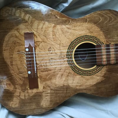 One of a Kind Woodburned Trump Brand Acoustic Guitar for sale