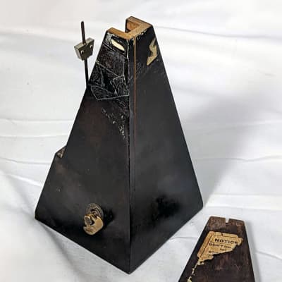 Antique Wood Metronome de Maelzel by Seth Thomas Clocks in Dark Walnut with Brass Trim image 7
