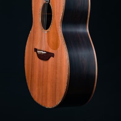 Lowden F-50 African Blackwood and Sinker Redwood with Abalone Top Trim, Inlay Package and Leaf Inlays NEW image 13