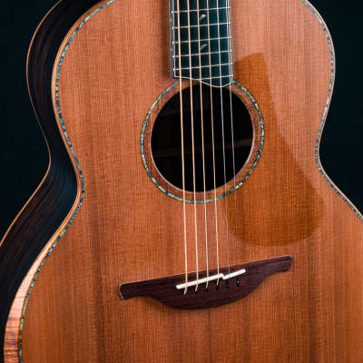 Lowden F-50 African Blackwood and Sinker Redwood with Abalone Top Trim, Inlay Package and Leaf Inlays NEW image 8