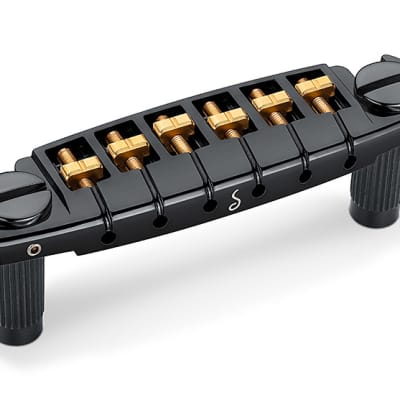 Schaller Germany Signum Wraparound Locking Guitar Bridge, BLACK w/Brass Saddles