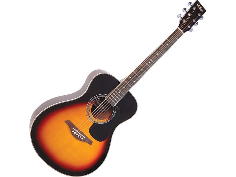Vintage V300 Acoustic Folk Guitar ~ Vintage Sunburst image 1