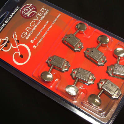 Grover 133N Vintage Deluxe, Nickel Tuning Machines 3+3, Oval Metal Button image 3