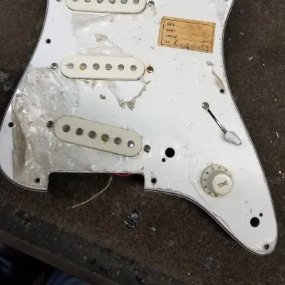 Squier Stratocaster Pickguard With Some Parts 1990 White image 1