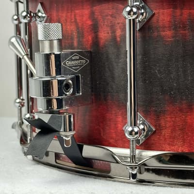 Craviotto 6.5x14" Private Reserve Solid Curly Maple Snare Drum - 2023 Red/Black Satin Duco Fade image 9