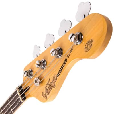 Vintage VJ74MVW ReIssued Maple Fingerboard Bass Guitar ~ Vintage White image 7