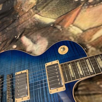 BLUE AXCESS 🦋! 2013 Gibson Custom Shop Les Paul Standard Axcess Figured Trans Translucent Transparent Blue Burst Ocean Water Blueberry F Flamed Maple Top Special Order Limited Edition Exclusive Run Coil Split 496R 498T ABR-1 Stopbar Tailpiece Modern image 8