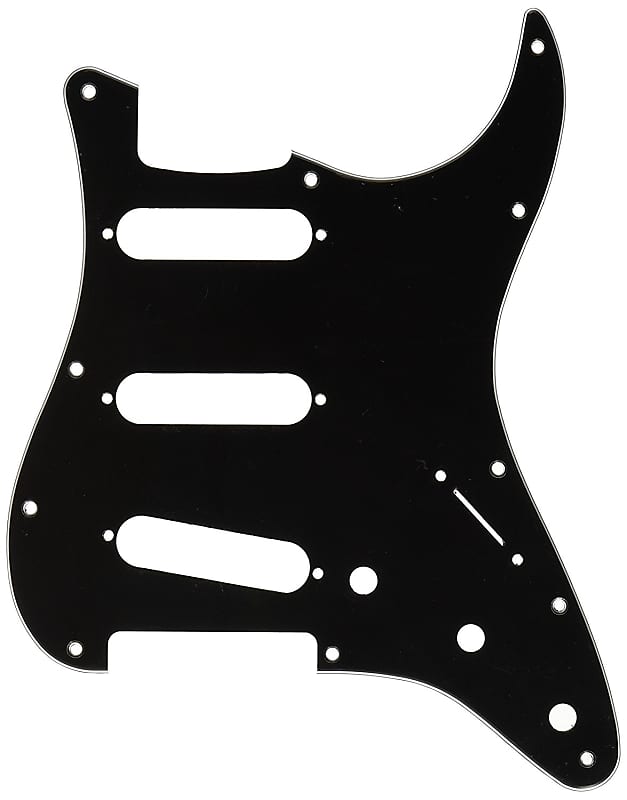 Genuine Fender Stratocaster/Strat 3-Ply 11-Hole Guitar Pickguard B/W/B - BLACK image 1
