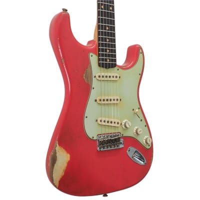 Fender Custom Shop Masterbuilt Levi Perry 1960 Stratocaster Relic, Aged Fiesta Red Over Aged Vintage White image 3