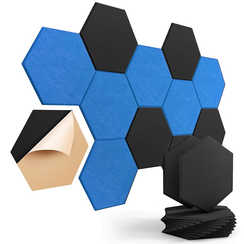 Hexagon Acoustic Panels 24 Pack SelfAdhesive Soundproof Wall Reverb