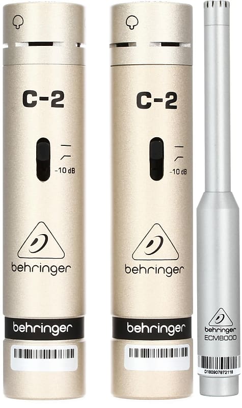 Behringer C-2 Matched Studio Condenser Microphones (pair)  Bundle with Behringer ECM8000 Measurement Condenser Microphone image 1