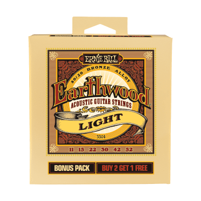 Ernie Ball P03504 Earthwood Light 80/20 Bronze Acoustic Guitar Strings Bonus Pack