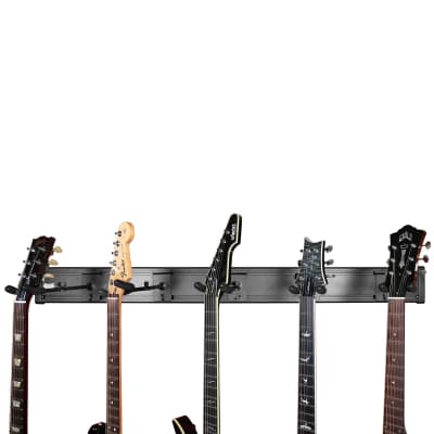 Wall Mounted 5-Space Slatwall Guitar Hanger - Black image 5