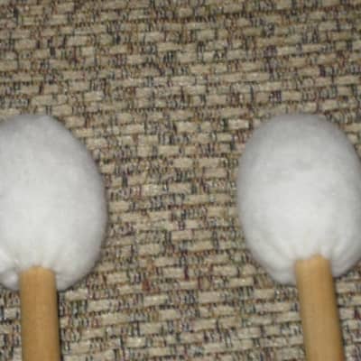 ONE pair new old stock Regal Tip 607SG, GOODMAN # 7 BRILLIANT STACCATO TIMPANI MALLETS - hard oval core covered with oval shaped cream-ish damper white felt, hard rock maple handles / shaft (includes packaging) image 11