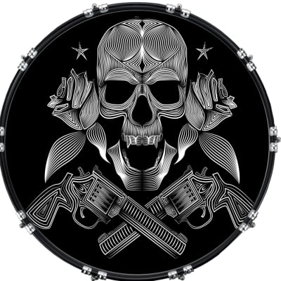 Custom Graphical 22 Kick Bass Drum Head Skin -Skull Art 2