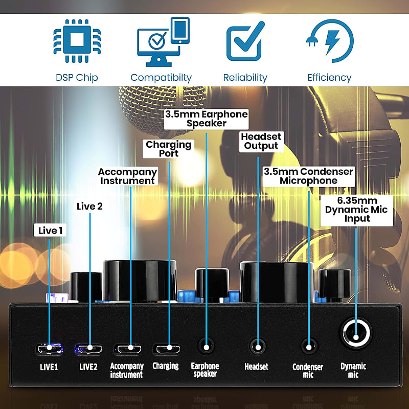 Pkscrd208 Bluetooth Mini Audio Interface Podcast Mixer Sound Card