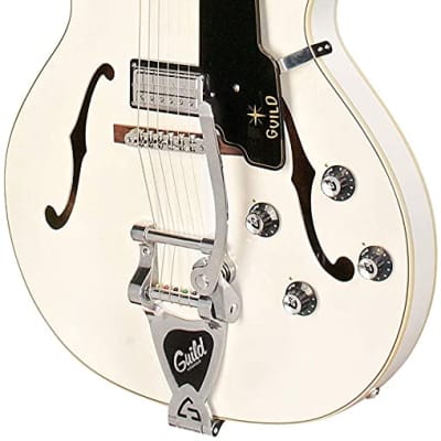 Guild Starfire V, Semi-Hollow Body Electric Guitar with Case (Snowcrest White) image 3