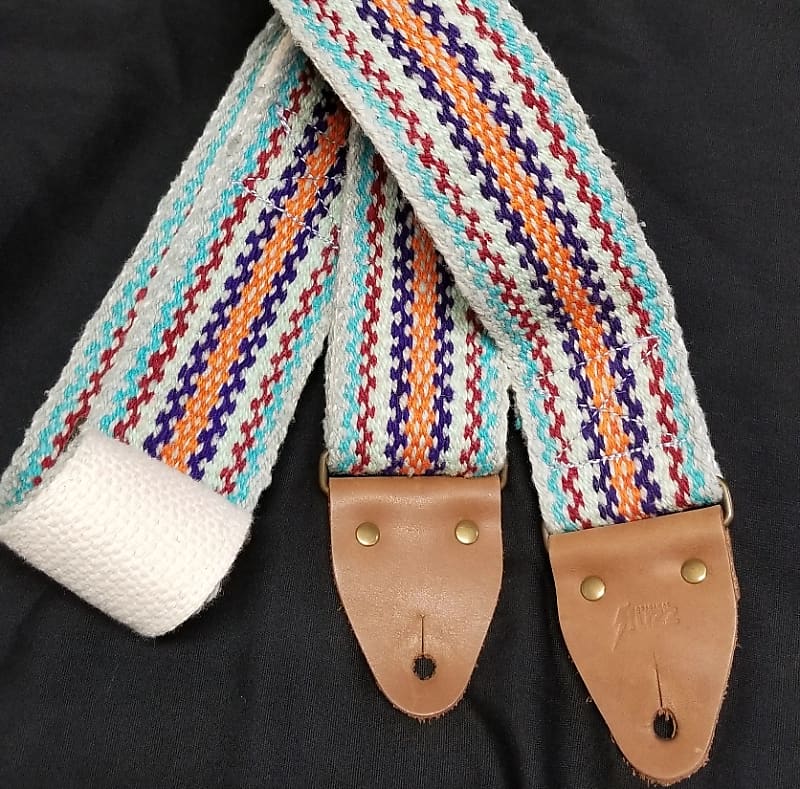 Peruvian Guitar Strap in Orange Stripes