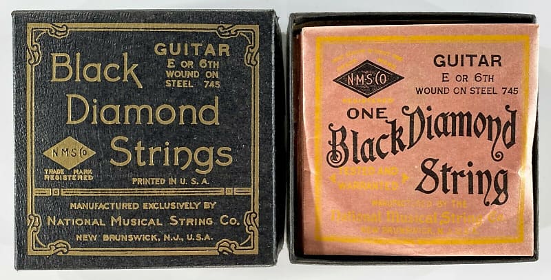 1930s BLACK DIAMOND STRINGS Vintage BOX Single Guitar E 6th Steel