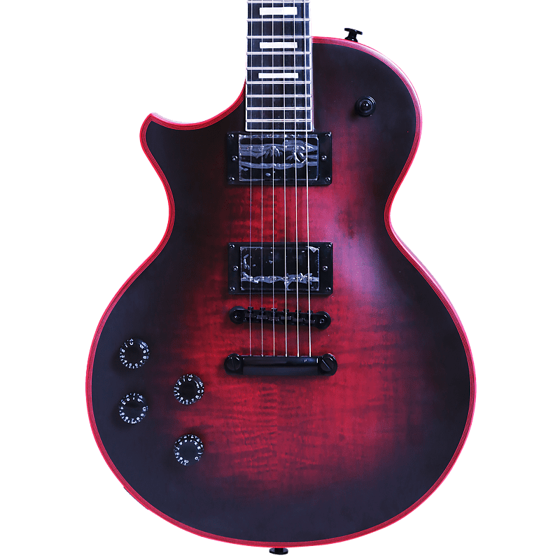 10S GF Single Cut Baritone Electric Guitar Left Handed  Satin Red Fire Burst image 1