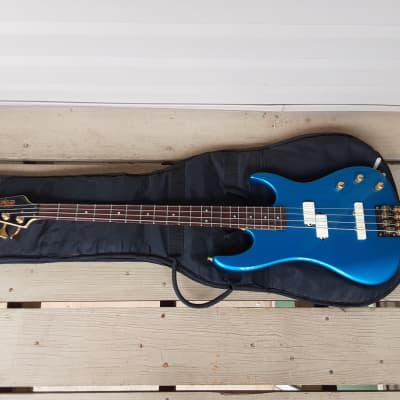 Used Valley Arts California Pro Electric Bass Guitar w/ Fender Gig Bag! Rare Blue Finish, EMG Pickups! image 2