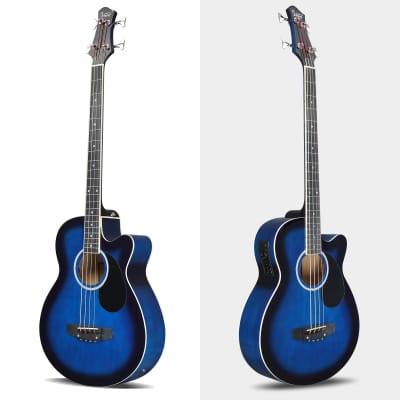 Glarry GMB101 4 string Electric Acoustic Bass Guitar w/ 4-Band Equalizer EQ-7545R 2020s - Blue image 6