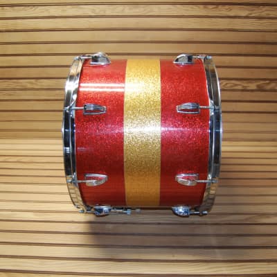 Vintage Ludwig 1970s Maple 15 x 12 Marching Snare Drum - Red/Gold Sparkle image 6