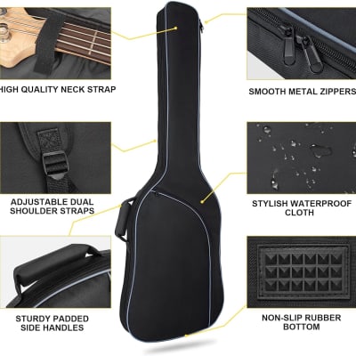 Bass Guitar Bag, Bass Guitar Bag Gig Bag Backpack Electric Bass Guitar Case Soft 0.38 inch Padding Lightweight with Pockets Waterproof (Black) image 3