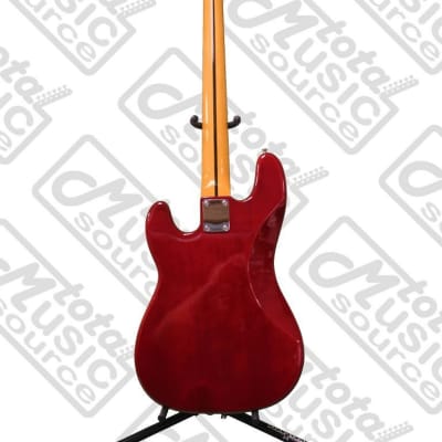 Oscar Schmidt by Washburn P-Style Electric Bass Guitar, Trans Red, OSB-400C TR image 6