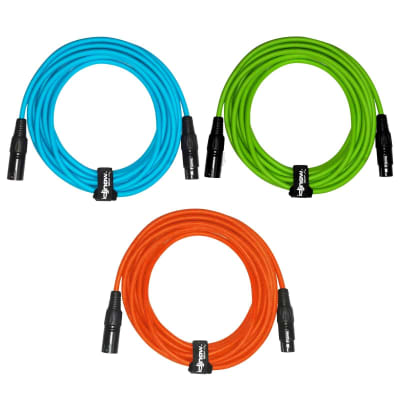 Sure-Fit 10ft Blue, Green & Orange XLR Male to XLR Female Cables (3 Pack) image 14