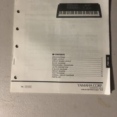 Yamaha  PSR-180 Portatone Service Manual image 1