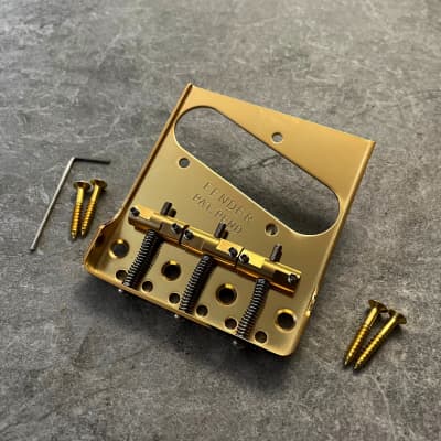 Fender Telecaster Bridge Cut Down Sides, Brass Saddles! Gold image 6