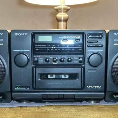 Sony Boombox Stereo Radio CFD-510 Mega Bass CD Cassette Deck Detachable Speakers image 1