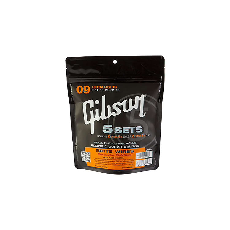 Gibson Brite Wires Electric Strings 5-Pack Ultra Lights 9-42