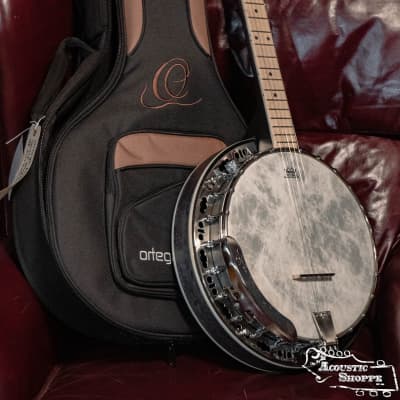 Ortega Falcon Series OBJE400TCO Charcoal Quilted Maple 5-String Banjo w/ Built-In Pickup 2023 - Maple Charcoal for sale