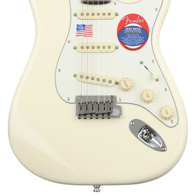Fender Jeff Beck Stratocaster - Olympic White with Rosewood Fingerboard  Bundle with Fender G&G Deluxe Hardshell Case for Stratocaster / Telecaster - Tweed with Red Poodle Plush Interior image 3