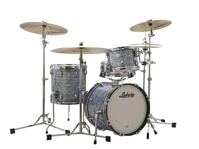 Ludwig *Pre-Order* Classic Maple Sky Blue Pearl Jazz Bop Kit 14x18_8x12_14x14 Drums Shell Pack Made in the USA | Authorized Dealer image 1
