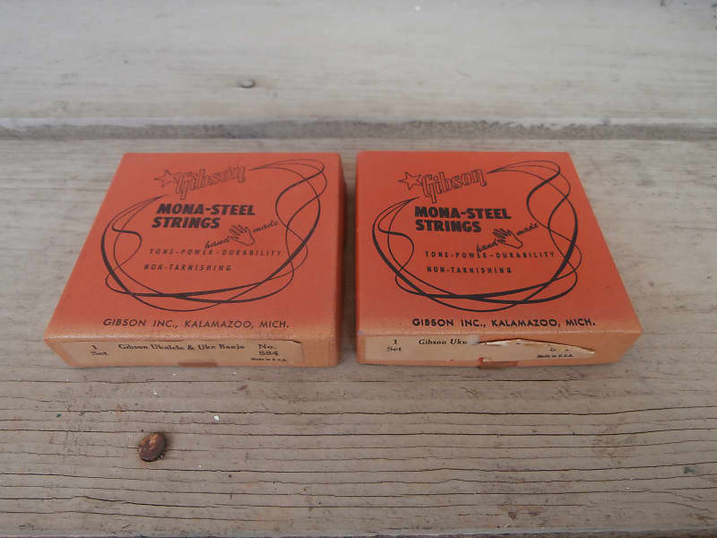 Set of Two Vintage 1950's Gibson Ukulele & Uke Banjo Mona-Steel String Boxes! Original Case Candy! image 1