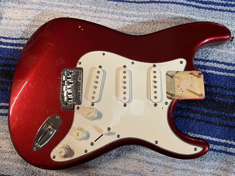 Squier Stratocaster loaded body Candy apple red Reverb