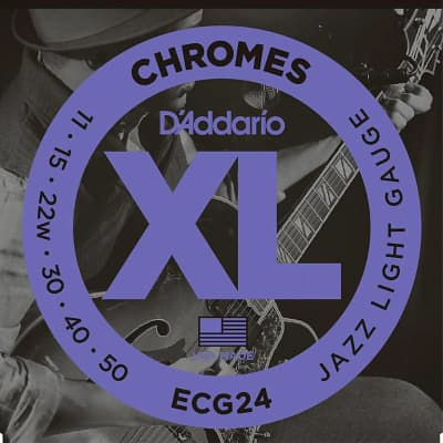 D'Addario ECG24 Chromes Flat Wound Jazz Light 11-50 Strings image 2