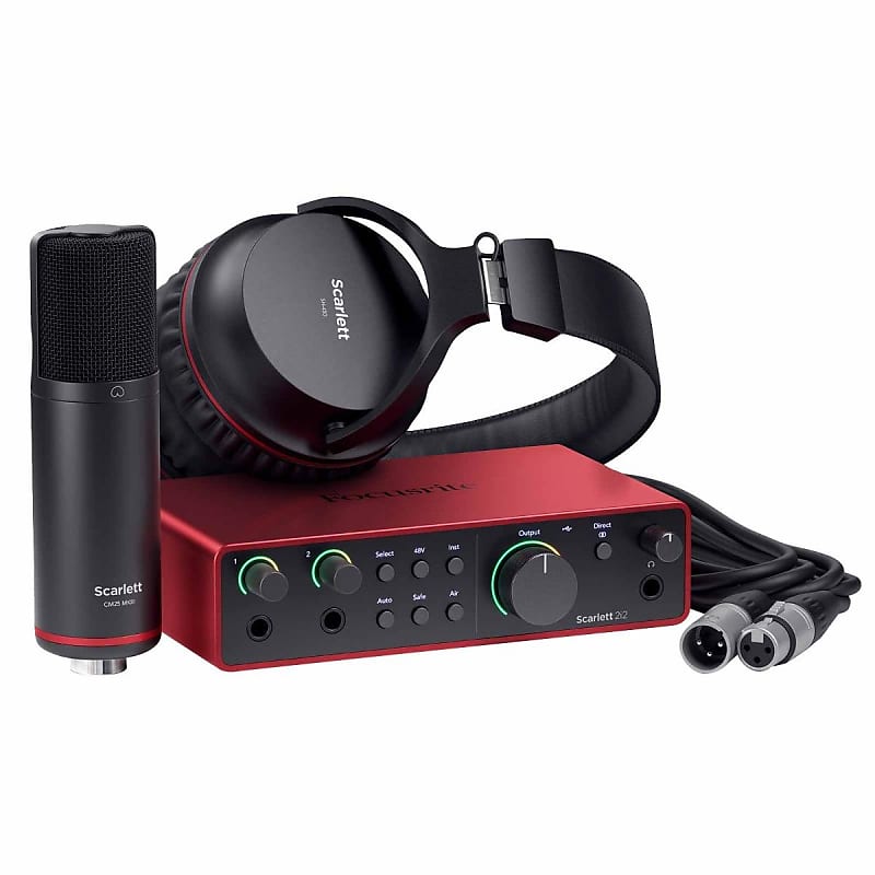 Focusrite Scarlett 2i2 Studio 4th Gen Audio Recording Interface w Mic & Headphones image 1