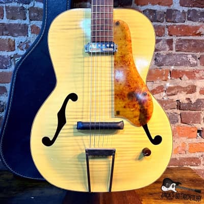03-22 Harmony H1214 Acoustic Archtop Rubber Bridge w/ Flats, Victory Goldfoil & OHSC (1950s - Natural Flame)