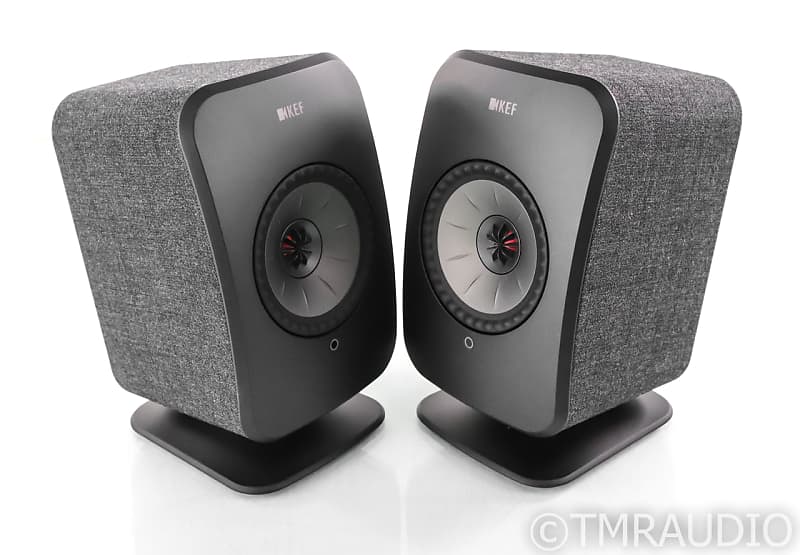 KEF LSX Wireless Streaming Speakers; Black Pair w/ Stands; Remote image 1