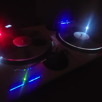 Pair of White Technics SL-1200 MK2 Custom DJ Turntables image 17