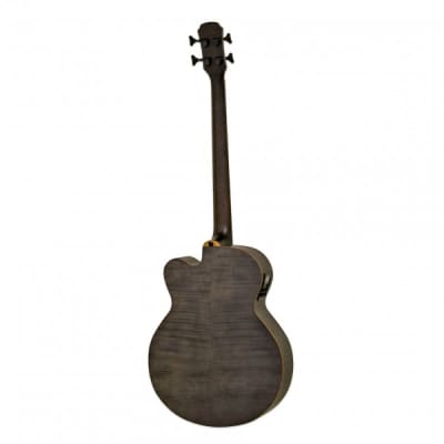 ARIA FEB-F2/FL-STBK  – FULL SCALE FRETLESS ACOUSTIC ELECTRIC BASS GUITAR STAINED BLACK WITH BAG image 2