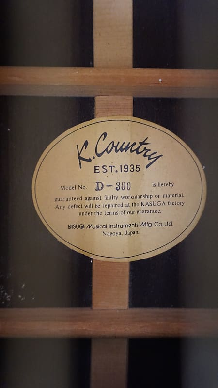 K. Country Kasuga D-300 Dreadnought Japan | Reverb
