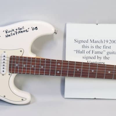 Wilson Brothers "The Ventures"  - Don Wilson OWNED Guitar, Fender Style - 2008 NAMM Show "The Ventures" Autographed - White image 2