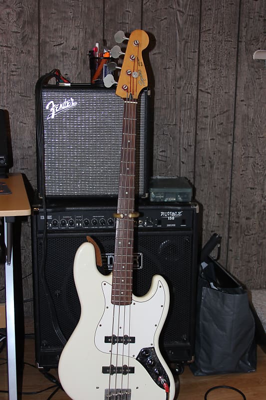 Fender Squire Jazz Bass 1990's White | Reverb