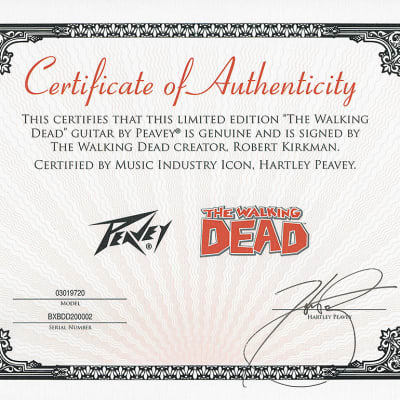 Peavey The Walking Dead - Zombie Walkers Electric Guitar Signed by Robert Kirkman with Certificate of Authenticity (Serial  BXBDD200002) image 4