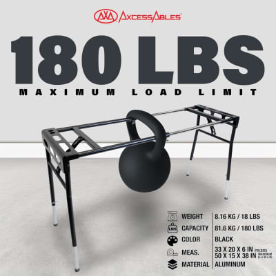 AxcessAbles KBS-BG Portable Folding Keyboard Stand Expandable 32" to 50"W 15"D Adjustable Height from 29" to 39" w/ Carrying Case for Transport and Storage image 6